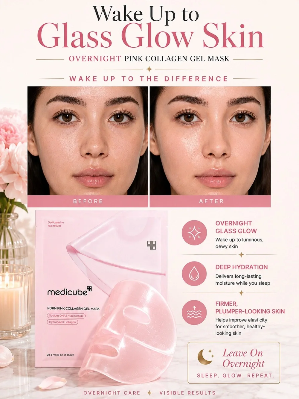 Medicube PDRN Pink Collagen Jelly Gel Mask | Overnight Korean Face Mask